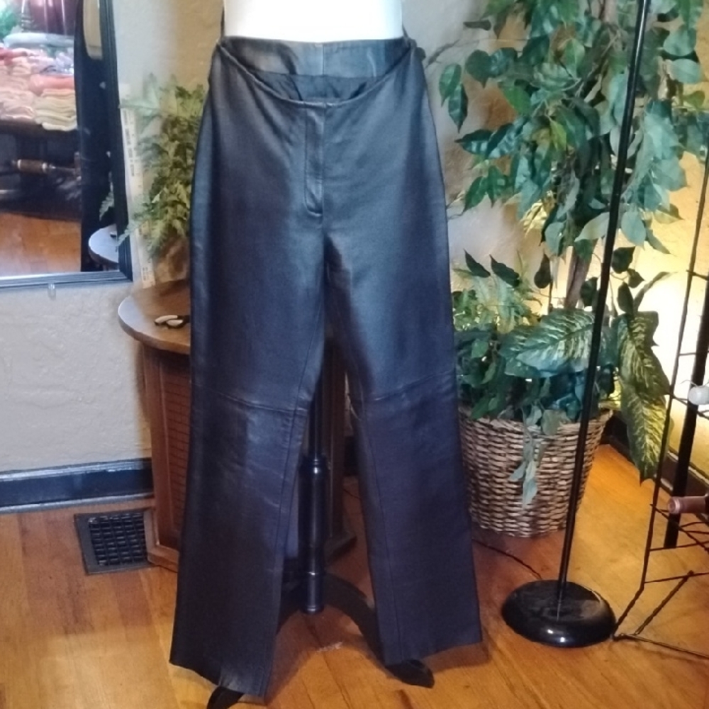 bebe Black Wide Leg Leather Pants